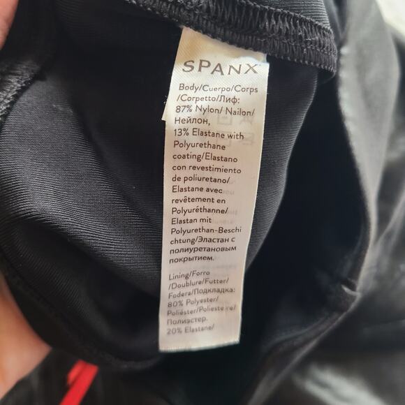 Spanx 20136R Full Length Moto Leggings Black Shiny Faux Leather Pants Size S - Picture 7 of 13